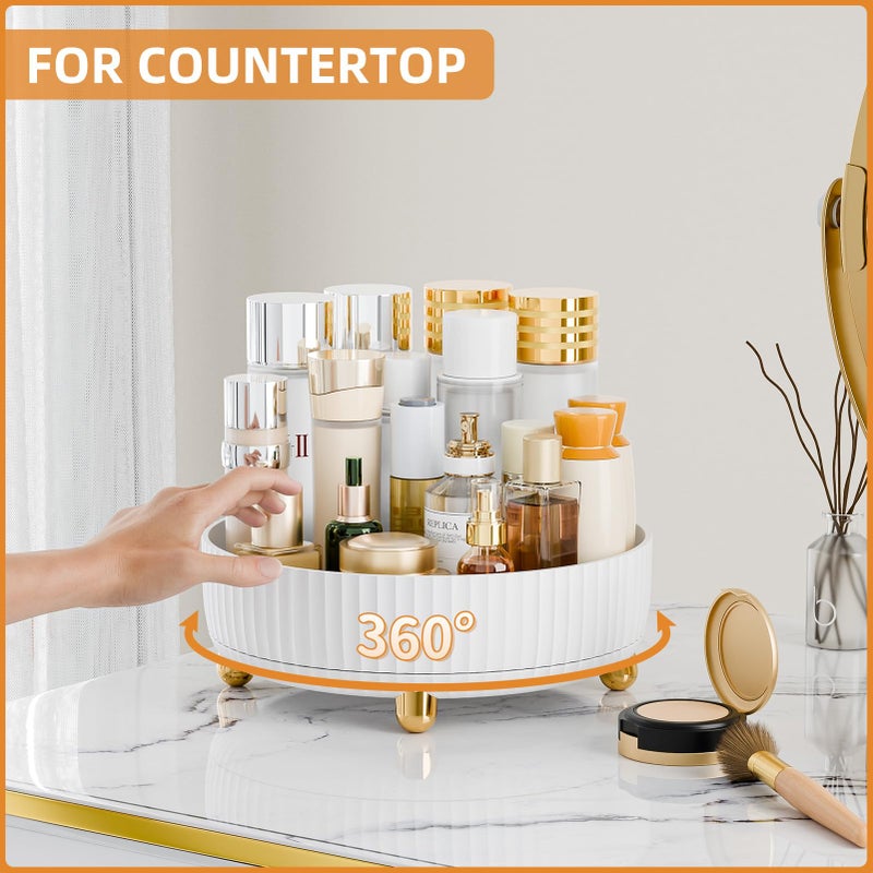 fanado 360? Rotating Makeup Organizers Countertop, Makeup Brush Holder Organizer for Cosmetics, Skincare Storage Beauty Holder for Eyeliner Lipstick on Bathroom Vanity(Rotate Makeup Organizer Large-White) - Image 2